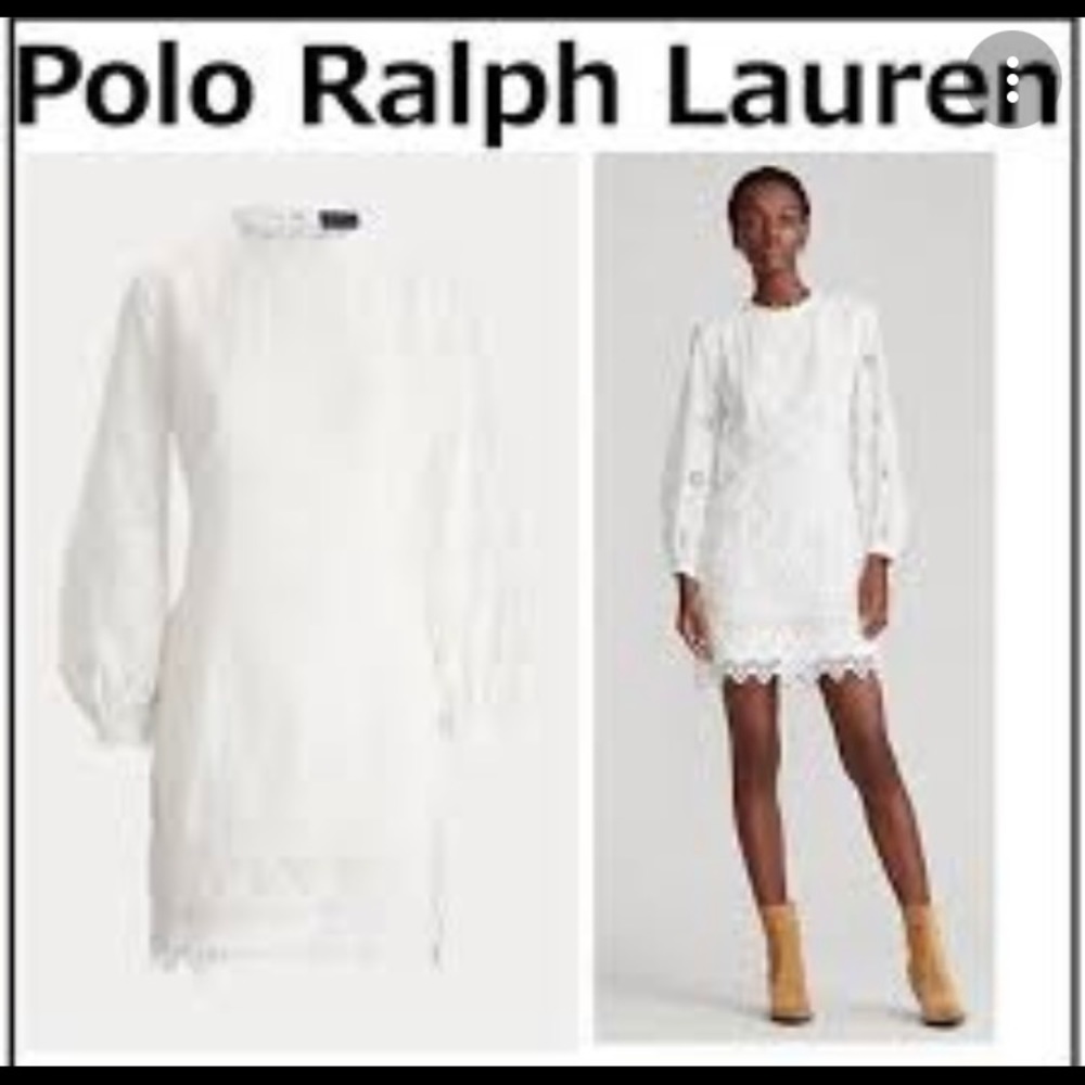 polo ralph lauren cotton eyelet dress White Cream